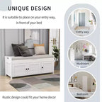 Banc de rangement avec 3 portes persiennes, coussin amovible et rangement dissimulé