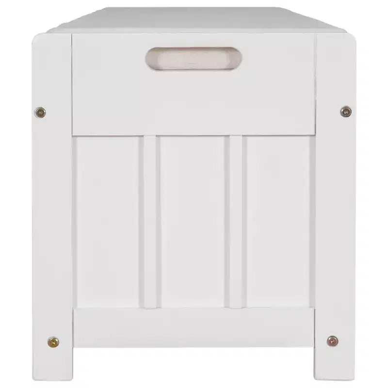 Banc de rangement avec 3 portes persiennes, coussin amovible et rangement dissimulé