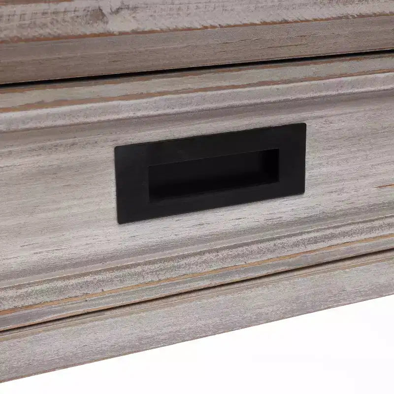 Console en bois gris avec 2 tiroirs et 1 étagère, table d'entrée