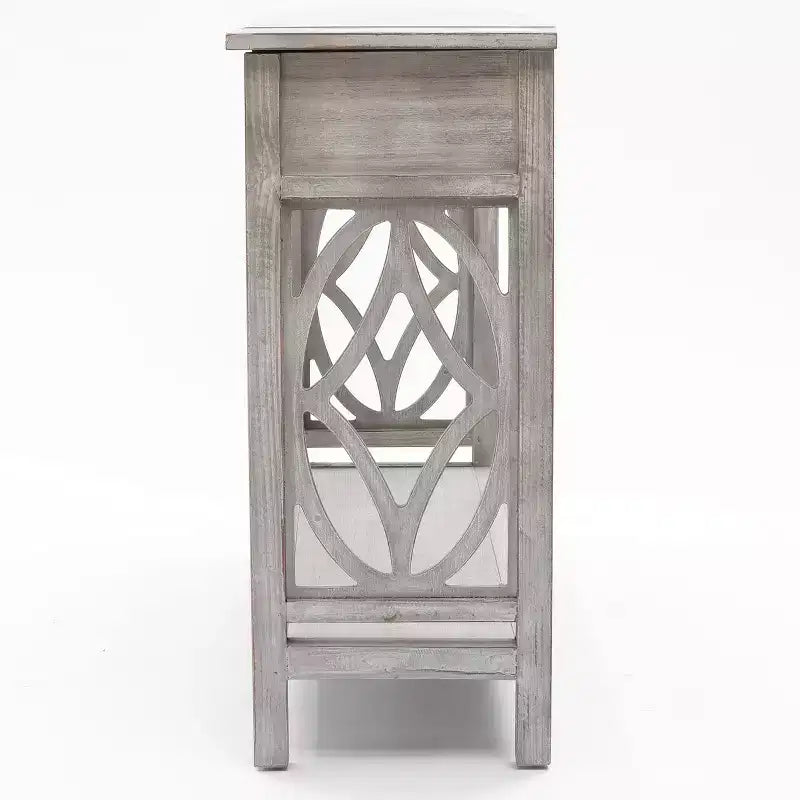 Console en bois gris avec 2 tiroirs et 1 étagère, table d'entrée