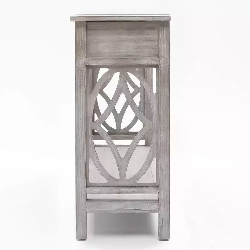 Console en bois gris avec 2 tiroirs et 1 étagère, table d'entrée