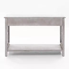 Console en bois gris avec 2 tiroirs et 1 étagère, table d'entrée