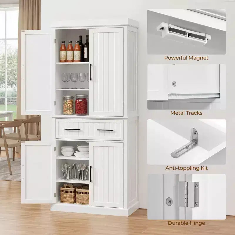 Meuble de rangement de cuisine de 184 cm de haut avec étagères réglables, rangement de salle à manger