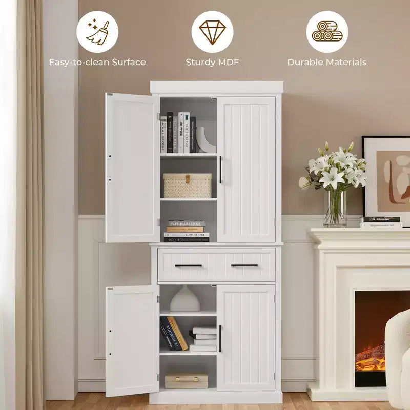 Meuble de rangement de cuisine de 184 cm de haut avec étagères réglables, rangement de salle à manger