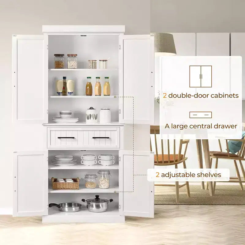 Meuble de rangement de cuisine de 184 cm de haut avec étagères réglables, rangement de salle à manger