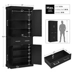 Meuble de rangement de cuisine de 184 cm de haut avec étagères réglables, rangement de salle à manger