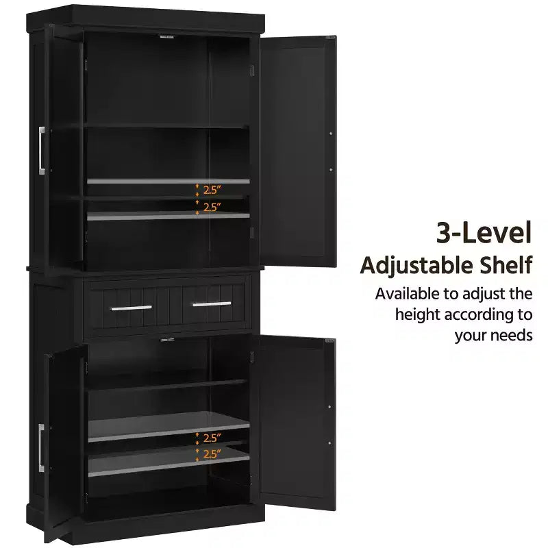 Meuble de rangement de cuisine de 184 cm de haut avec étagères réglables, rangement de salle à manger