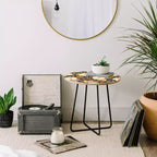 Table d'appoint ronde Boho florale, table d'appoint à cadre en acier résistant aux taches de 48 cm pour le salon