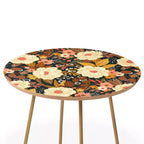 Table d'appoint ronde Boho florale, table d'appoint à cadre en acier résistant aux taches de 48 cm pour le salon
