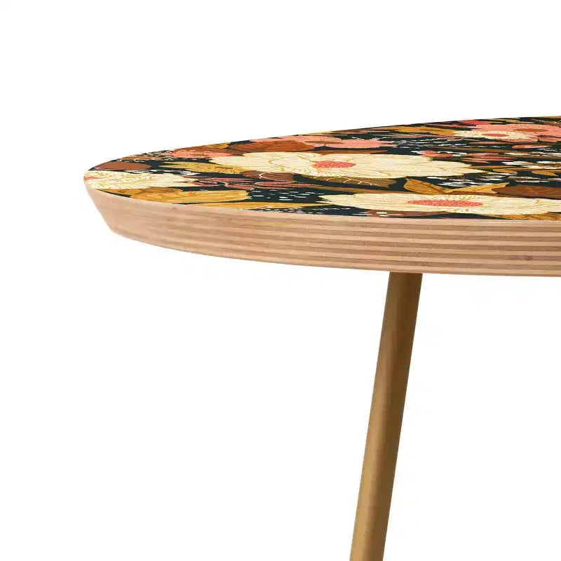 Table d'appoint ronde Boho florale, table d'appoint à cadre en acier résistant aux taches de 48 cm pour le salon