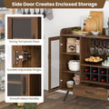 Buffet de cuisine, Meuble de rangement, Porte-verres à vin à 3 rangées, Porte en verre trempé, Anti-basculement