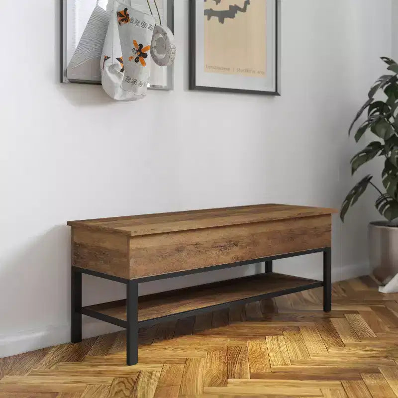 Banc de rangement d'entrée de ferme avec étagère inférieure, banc de vestiaire et de chambre à coucher