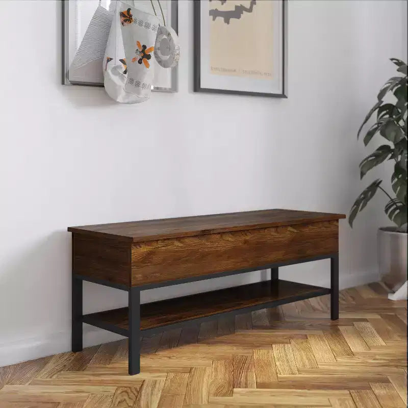 Banc de rangement d'entrée de ferme avec étagère inférieure, banc de vestiaire et de chambre à coucher