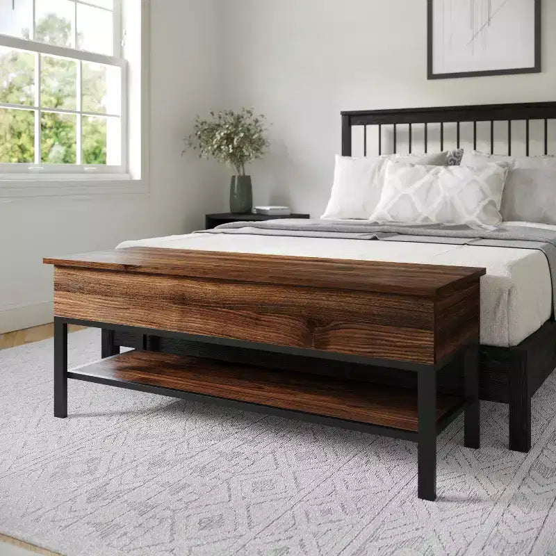 Banc de rangement d'entrée de ferme avec étagère inférieure, banc de vestiaire et de chambre à coucher