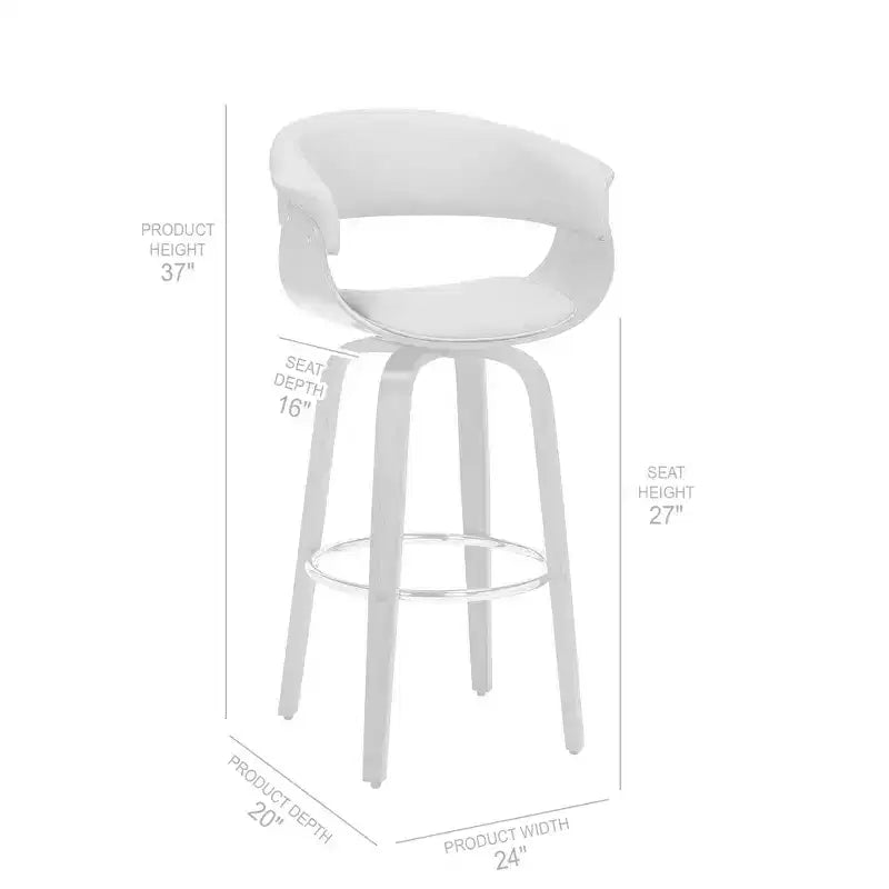 Tabouret de bar pivotant en similicuir de 66 cm avec base en bois