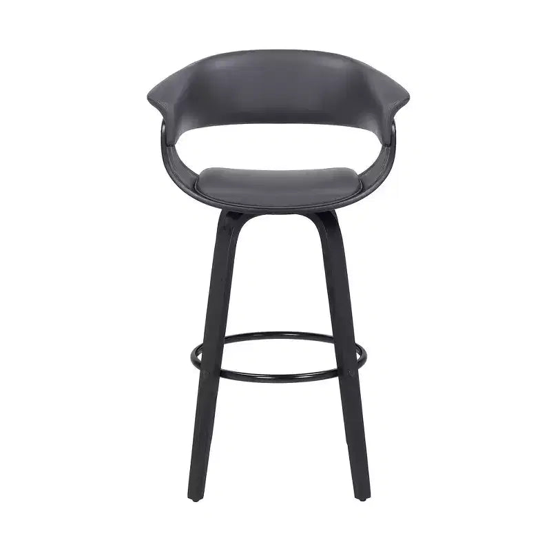 Tabouret de bar pivotant en similicuir de 66 cm avec base en bois
