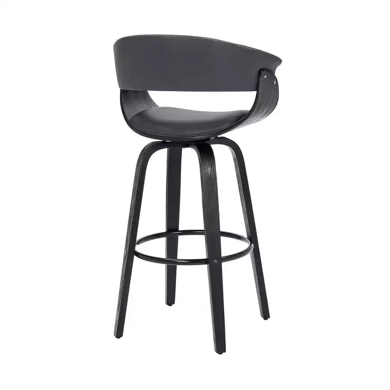 Tabouret de bar pivotant en similicuir de 66 cm avec base en bois