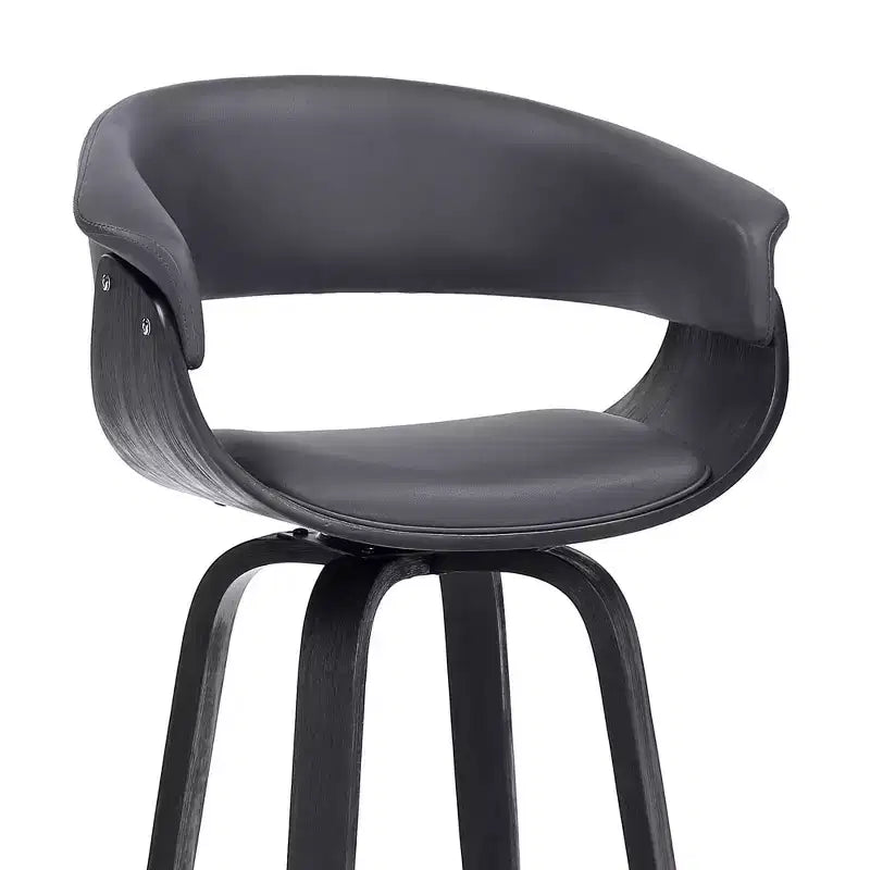 Tabouret de bar pivotant en similicuir de 66 cm avec base en bois
