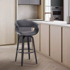 Tabouret de bar pivotant en similicuir de 66 cm avec base en bois