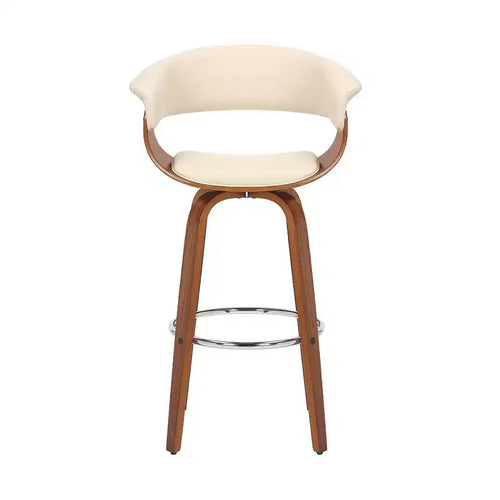 Tabouret de bar pivotant en similicuir de 66 cm avec base en bois