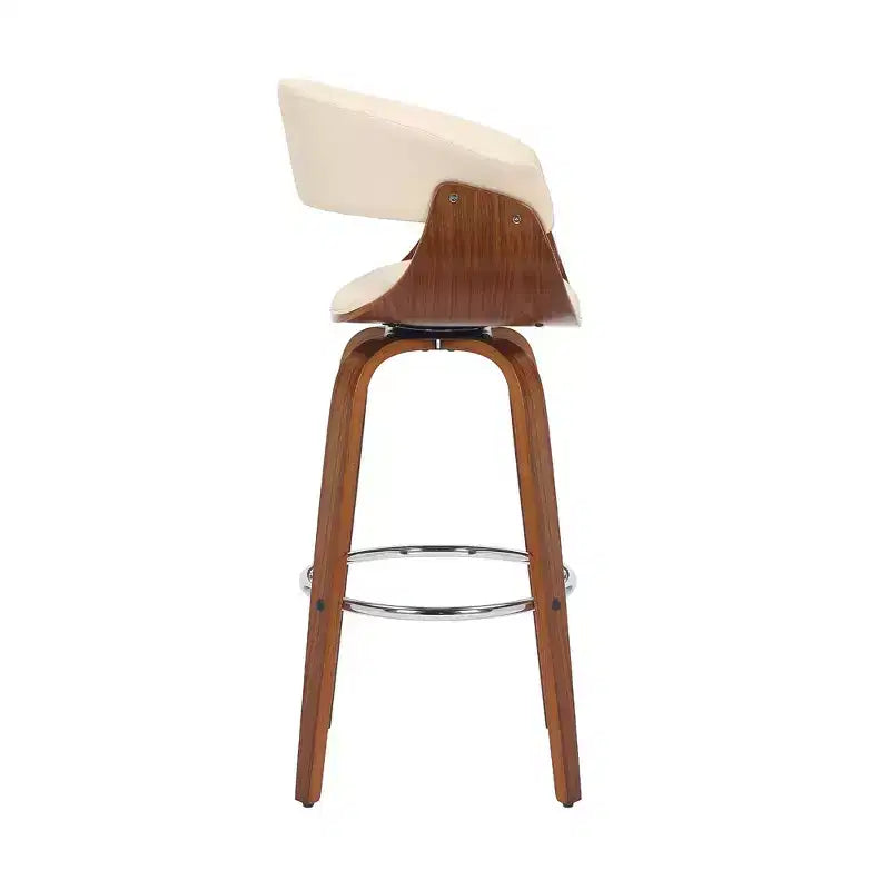 Tabouret de bar pivotant en similicuir de 66 cm avec base en bois