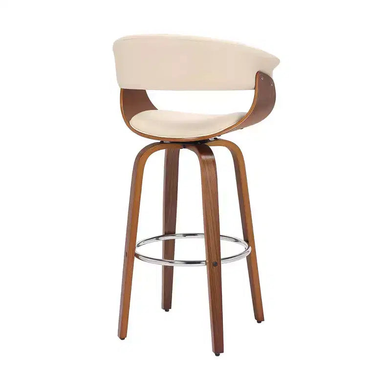 Tabouret de bar pivotant en similicuir de 66 cm avec base en bois