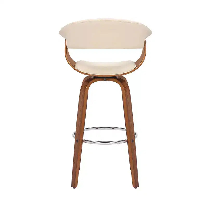 Tabouret de bar pivotant en similicuir de 66 cm avec base en bois