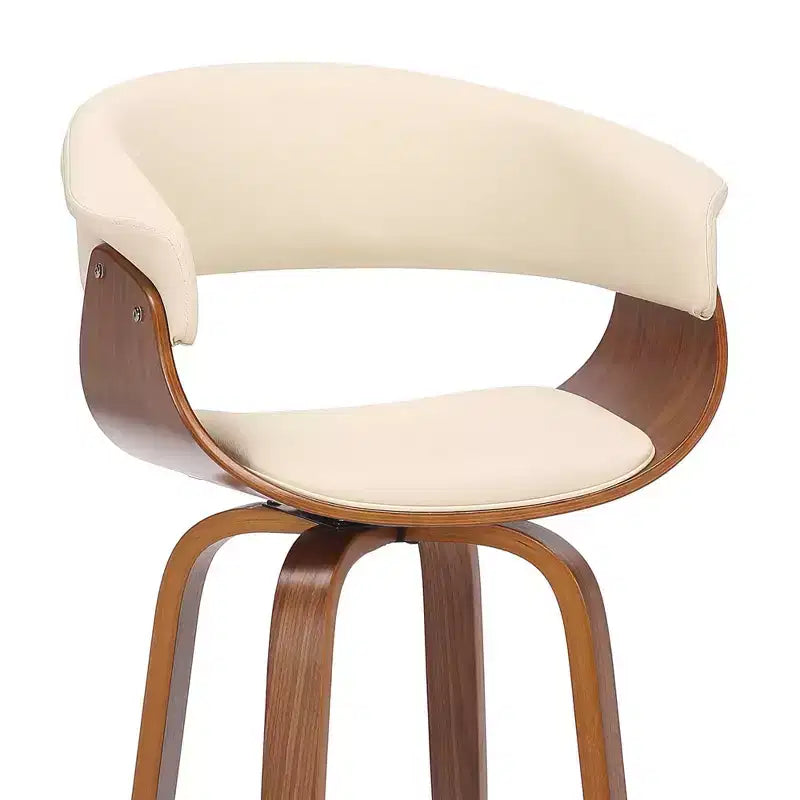Tabouret de bar pivotant en similicuir de 66 cm avec base en bois