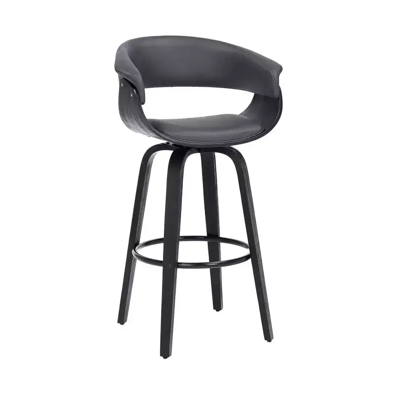 Tabouret de bar pivotant en similicuir de 66 cm avec base en bois
